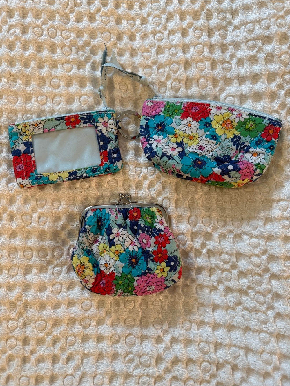 Vera Bradley Multicolor Floral Coin Purse, ID Holder & Zip Pouch Set